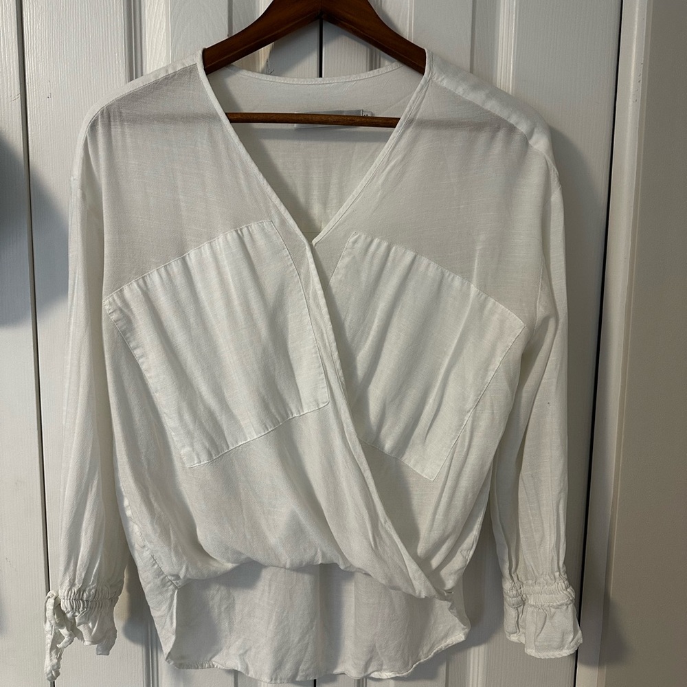 White V-Neck Blouse